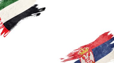 Beyaz Arkaplanda Uae ve Sırbistan Bayrakları